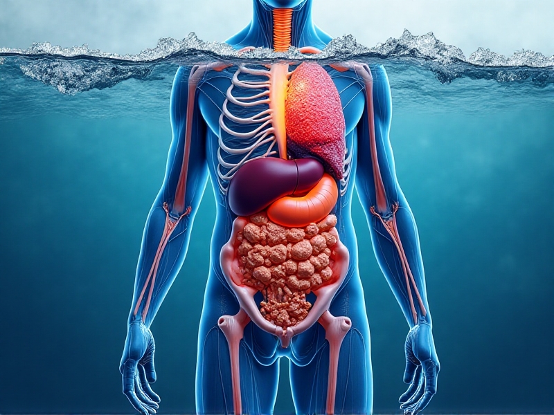 An illustrative cross-section of a human body during a cold plunge, showing blue veins constricting, red core organs glowing, and neural pathways lighting up. The art style merges medical accuracy with abstract, vibrant visuals.