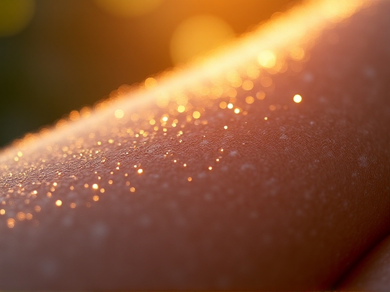 A close-up of glowing, hydrated skin with visible water droplets, illuminated by natural sunlight. The image conveys rejuvenation, with a mix of cool and warm tones to emphasize the contrast between cold stimulation and vibrant health.