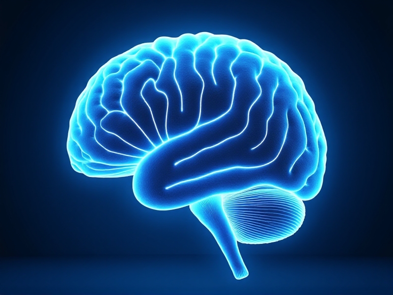 A detailed 3D illustration of a human brain with glowing dopaminergic pathways, highlighting the ventral tegmental area and striatum. Cool blue tones dominate, with neural connections pulsating like electric currents, symbolizing post-cold exposure neurochemical activity.