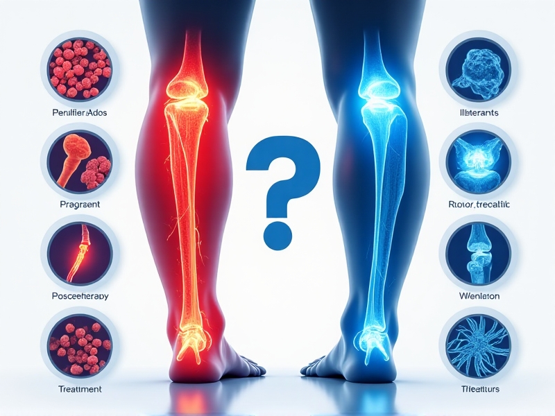 Medical infographic showing inflamed joints before and after cryotherapy, with vibrant red heat signatures fading to cool blue. Microscopic inserts depict reduced inflammatory cells, set against a clean white background with scientific icons.