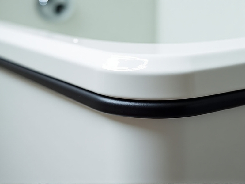 Close-up of a cold plunge lid’s edge with black weatherstripping sealing against a white tub rim. Soft shadows highlight the tight fit, emphasizing leak prevention and thermal integrity.