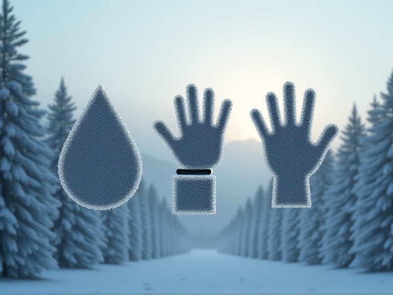 A composite image showing symbols for diabetes, hypertension, and arthritis overlaid on a frost-covered window. Style: conceptual digital art with muted winter colors and translucent medical icons. Keywords: chronic illness, cold weather, health complications.