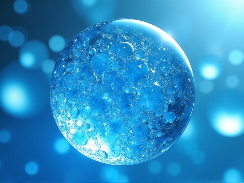 An artistic cross-section of polymer microcapsules filled with blue crystalline salt hydrates, suspended in a translucent gel matrix. Dynamic lighting captures refractive surfaces and internal geometric patterns, symbolizing hybrid material synergy.